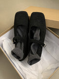 IFOMT Hollow Shallow Cut Split-Joint Square-Toe Flat Shoes Mary Janes