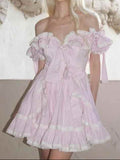 Ifomt Princess Puff-sleeved Ruffled Dress