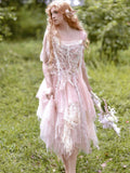 Ifomt Forest Elf Pink Mesh Dress