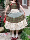 Ifomt Plaid Floral Bow Forest Dress