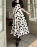 Ifomt Dark Coquette Rose Floral Dress