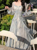Ifomt Smudged Fairy Butterfly Bronzing Ruffled Dress