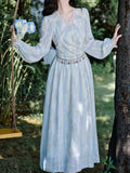 Ifomt Fairy Blue Oil Painting Dress