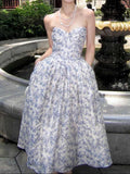 Ifomt Navy Floral Corset Dress