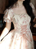 Ifomt Floral Straps Corset Dress