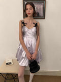 Ifomt Bow Pearlescent Satin Dress