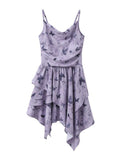 Ifomt Purple Butterfly Print Suspender Dress