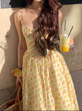 Ifomt Tea Break Yellow Floral Dress