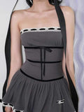 Ifomt French Lace Splicing Tube Top Dress
