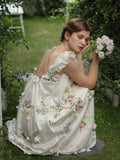 Ifomt Backless Flowers Ruffle Dress