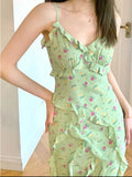 Ifomt French Ruffled Suspender Floral Dress