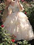 Ifomt Lace Mesh Flower Corset Princess Dress