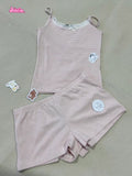Ifomt Homewear Stripe Sweet Pink Tank Camis Asn Shorts Two Piece Set For Women Chic Y2K Lace Crop Tops Shorts Sports Summer Women Suit