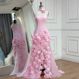 Ifomt Serene Hill 2025 Pink Chiffon Strapless Sideslit Prom Dress Formal Party Wine Red Flowers Gown Rose Collar GLA72568 Customized