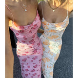 Ifomt Floral Mesh Suspender Dress
