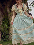 Ifomt Forest Elf Pastoral Lace Fairy Dress