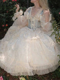 Ifomt Lace Mesh Flower Corset Princess Dress