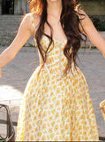Ifomt Tea Break Yellow Floral Dress