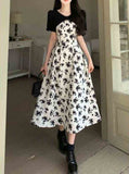 Ifomt Dark Coquette Rose Floral Dress