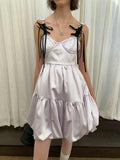 Ifomt Bow Pearlescent Satin Dress
