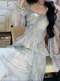 Ifomt Smudged Fairy Butterfly Bronzing Ruffled Dress