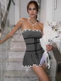Ifomt French Lace Splicing Tube Top Dress