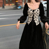 Ifomt Princess Roses Velvet Dark Coquette Dress