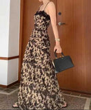 Ifomt Retro Pattern Stitching Lace Dress