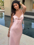 Ifomt Satin Hollow Hip-hugging Suspender Dress