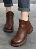 IFOMT Round-Toe Solid Color Zipper Boots