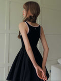 Ifomt Bow Lace Square Neck Dark Coquette Dress