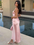 Ifomt Satin Hollow Hip-hugging Suspender Dress