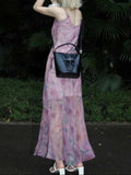 Ifomt Rose Smudged Chiffon Floral Dress