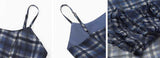 Ifomt French Plaid Irregular Suspender Dress