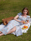Ifomt Cottage Floral Puff-sleeved Dress