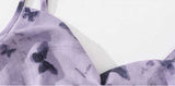 Ifomt Purple Butterfly Print Suspender Dress