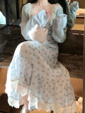 Ifomt Lace Spliced Floral Dress