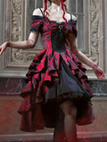 Ifomt Gothic Black and Red Jacquard Palace Dress