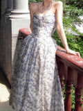 Ifomt Navy Floral Corset Dress