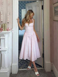 Ifomt French Pink Plaid Suspender Dress