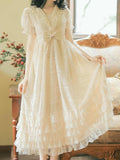 Ifomt Vintage Lace Ruffled Dress