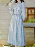 Ifomt Fairy Blue Oil Painting Dress