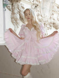 Ifomt Princess Puff-sleeved Ruffled Dress