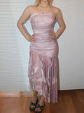 Ifomt Pleated Mesh Tulle Irregular Dress