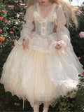Ifomt Lace Mesh Flower Corset Princess Dress