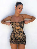 Ifomt Retro Printed Hollow Dress