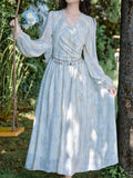 Ifomt Fairy Blue Oil Painting Dress