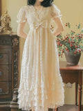 Ifomt Vintage Lace Ruffled Dress
