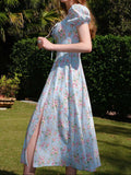 Ifomt Cottage Floral Puff-sleeved Dress
