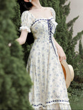 Ifomt French Princess Floral Corset Dress